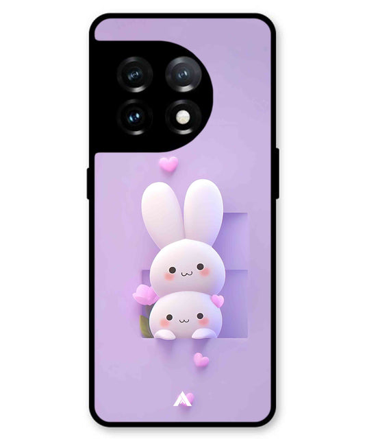 Purple Bunnies Metal Back Cover Phone Case for Oneplus 11