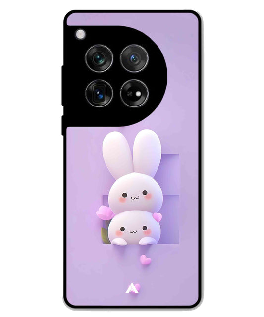 Purple Bunnies Metal Back Cover Phone Case for Oneplus 12