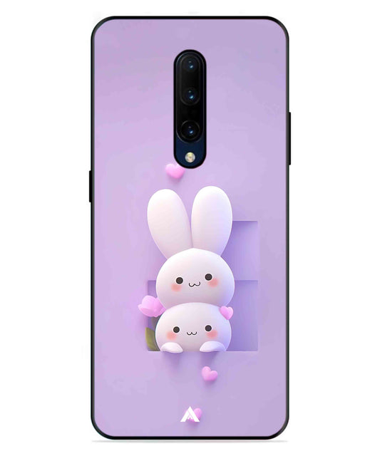 Purple Bunnies Metal Back Cover Phone Case for Oneplus 7 Pro