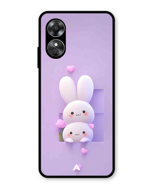 Purple Bunnies Metal Back Cover Phone Case for Oppo A17