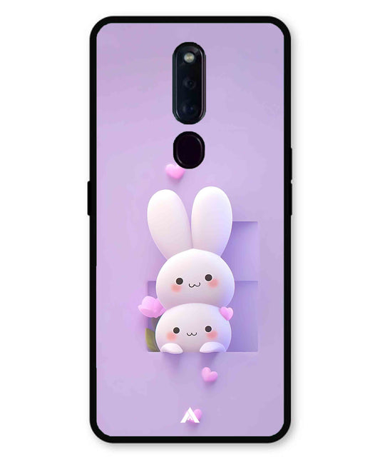 Purple Bunnies Metal Back Cover Phone Case for Oppo F11 Pro