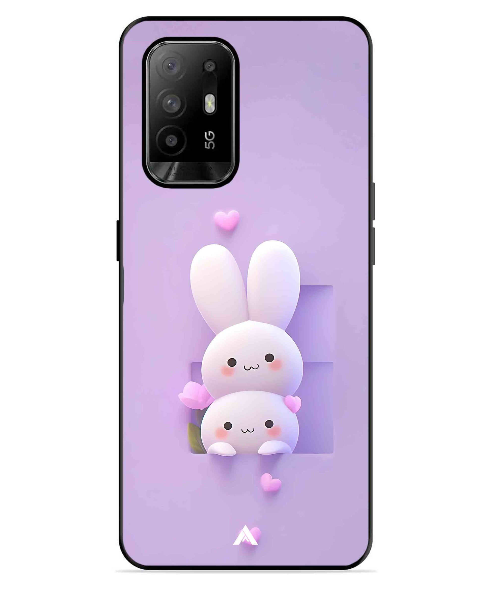 Purple Bunnies Metal Back Cover Phone Case for Oppo F19 Pro Plus
