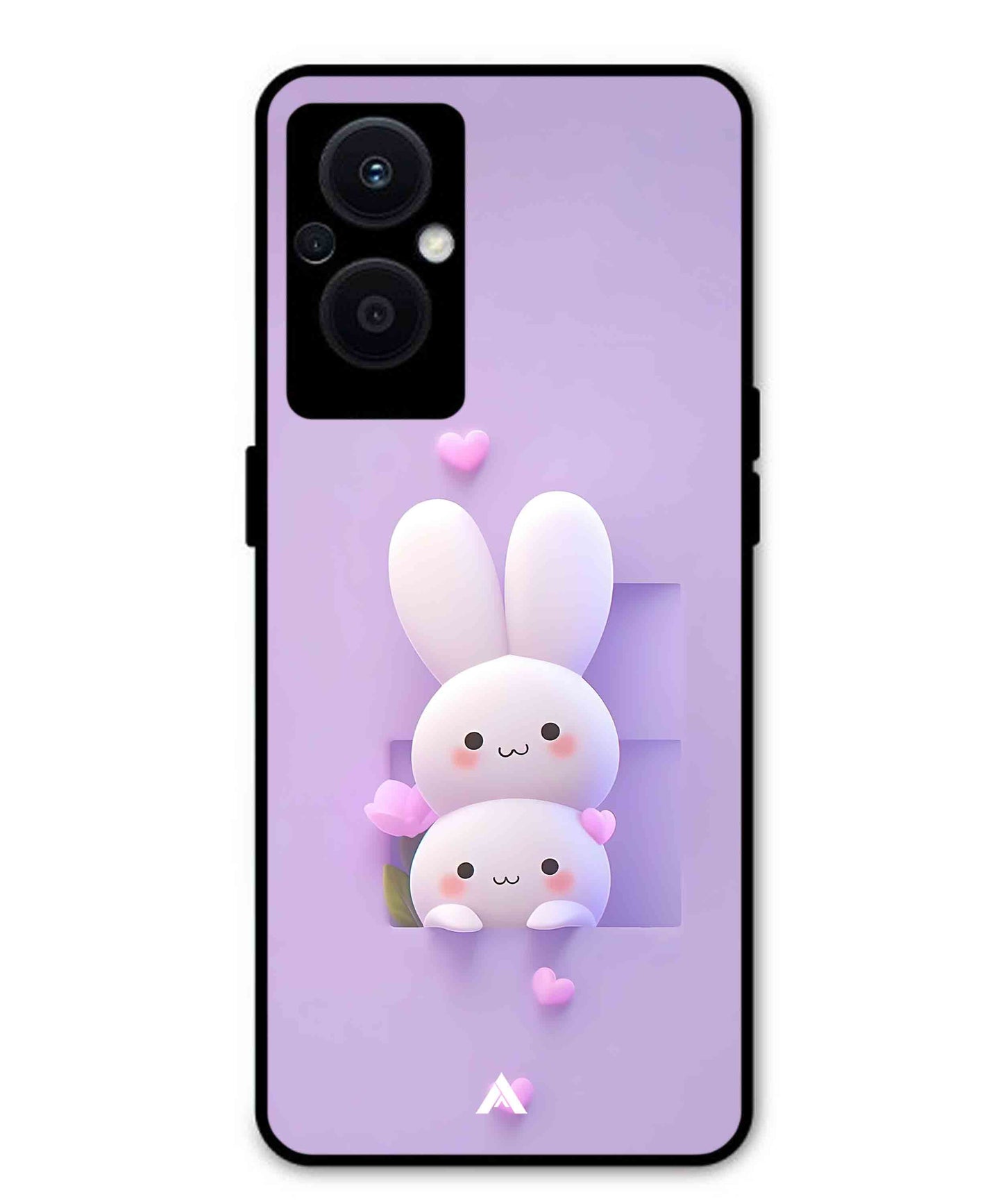 Purple Bunnies Metal Back Cover Phone Case for Oppo F21 Pro 5G