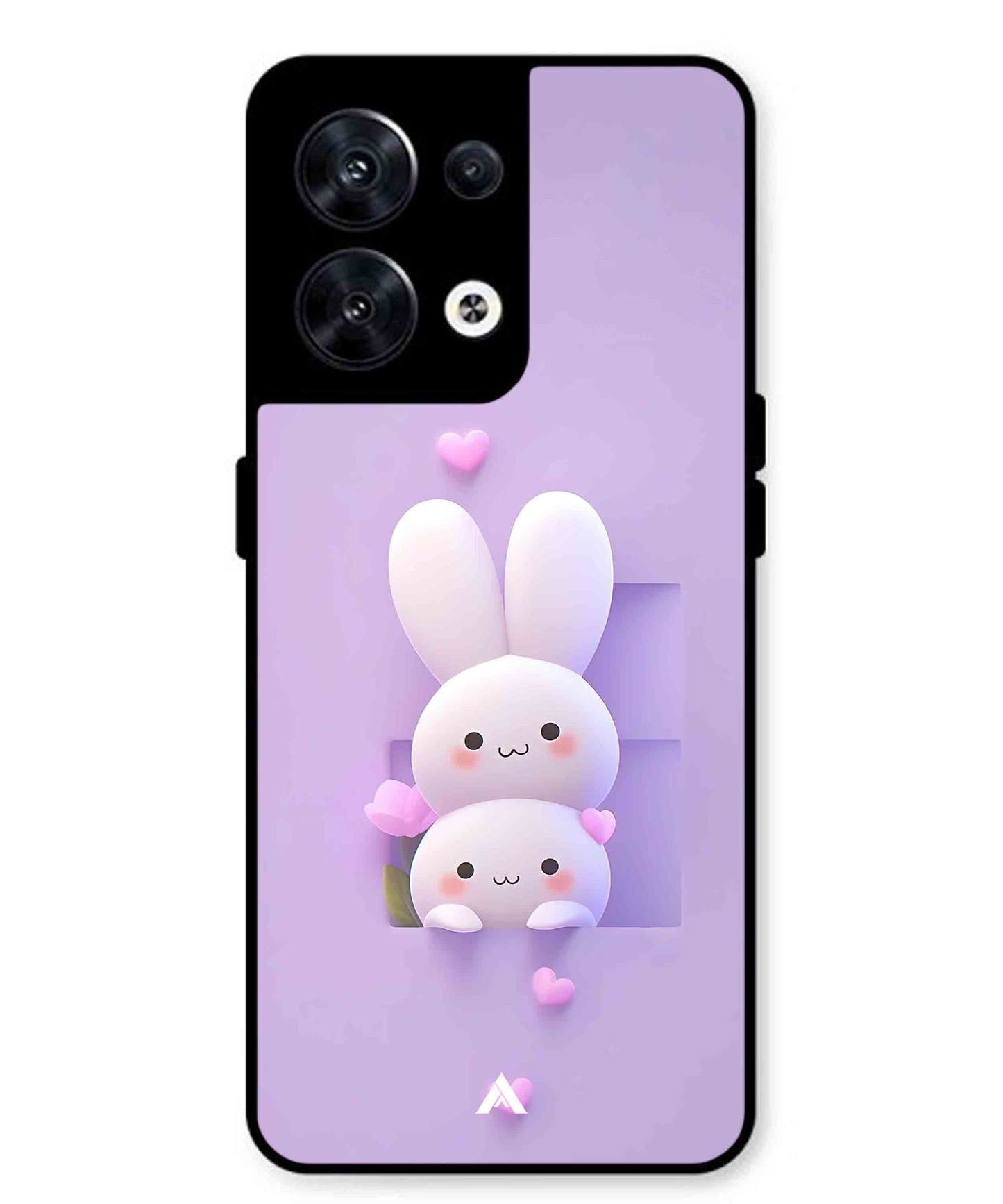 Purple Bunnies Metal Back Cover Phone Case for Oppo Reno 10 Pro