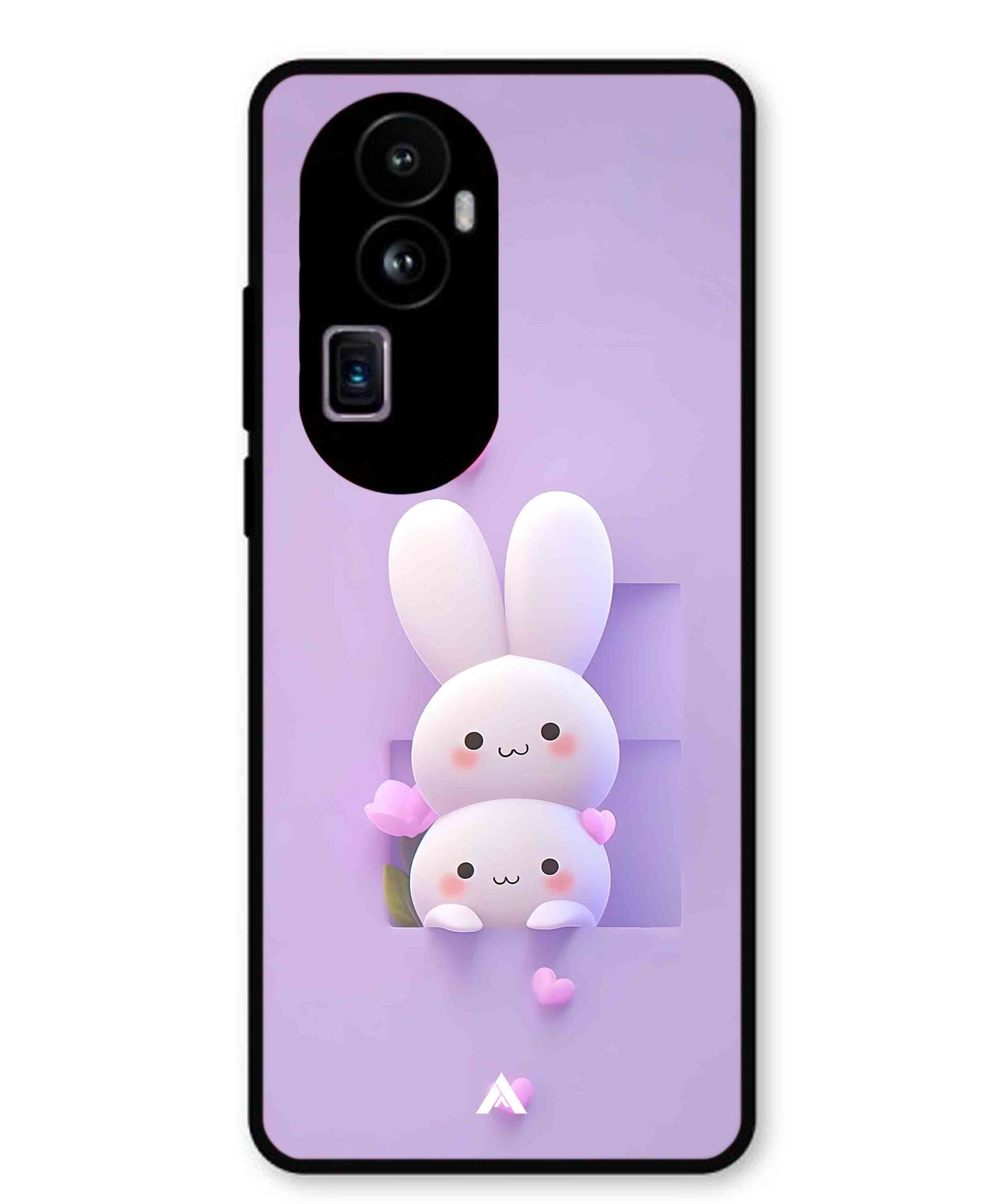 Purple Bunnies Metal Back Cover Phone Case for Oppo Reno 10 Pro Plus