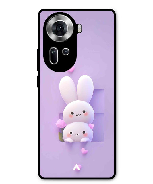 Purple Bunnies Metal Back Cover Phone Case for Oppo Reno 11