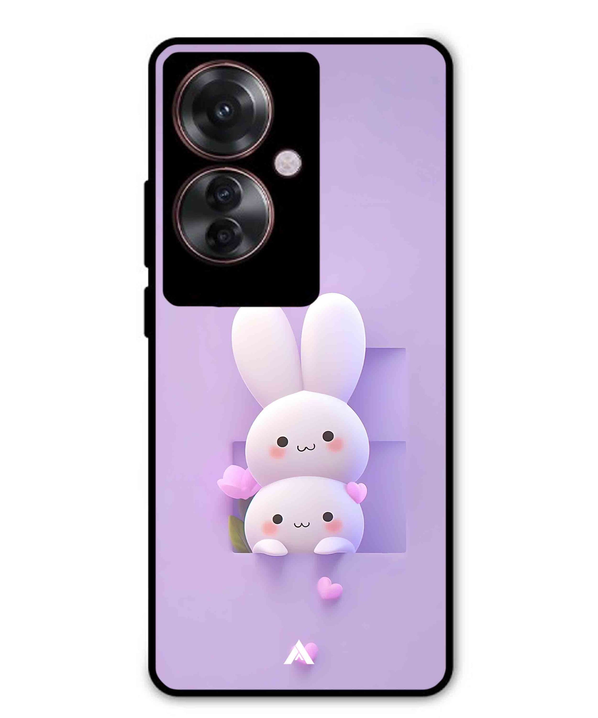 Purple Bunnies Metal Back Cover Phone Case for Oppo Reno 11F