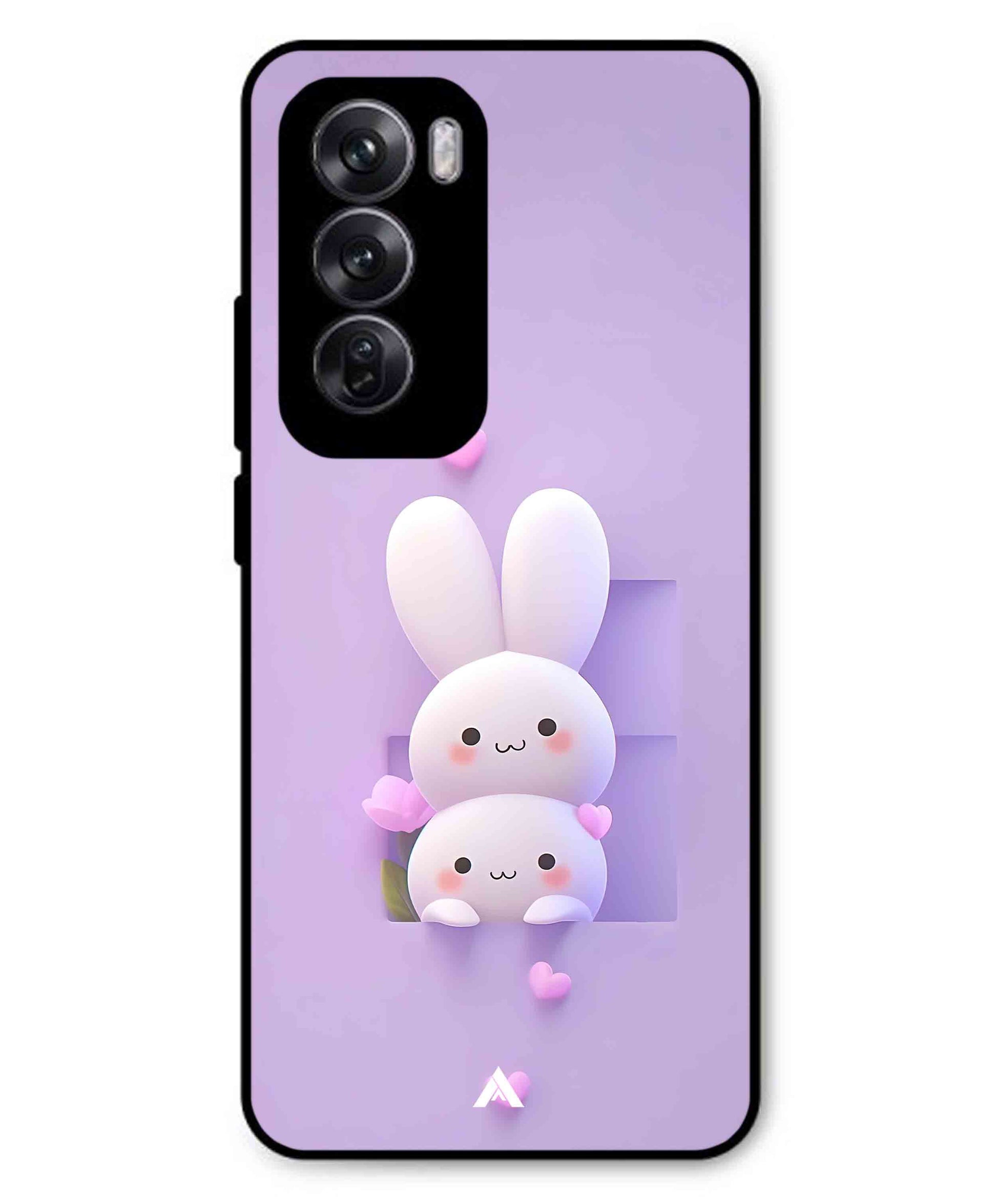 Purple Bunnies Metal Back Cover Phone Case for Oppo Reno 12 Pro