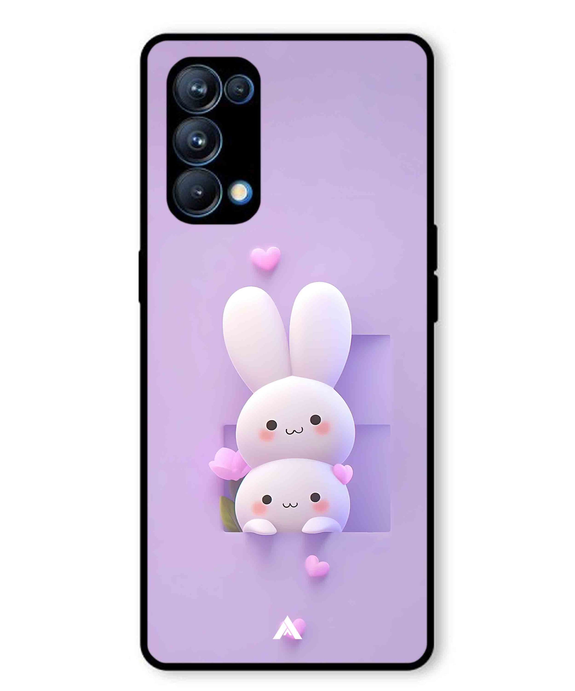 Purple Bunnies Metal Back Cover Phone Case for Oppo Reno 5 Pro