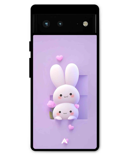 Purple Bunnies Metal Back Cover Phone Case for Pixel 6 Pro