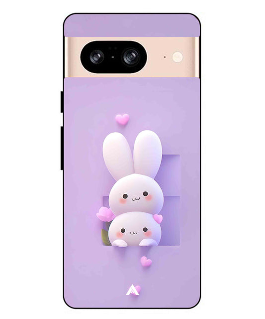 Purple Bunnies Metal Back Cover Phone Case for Pixel 8