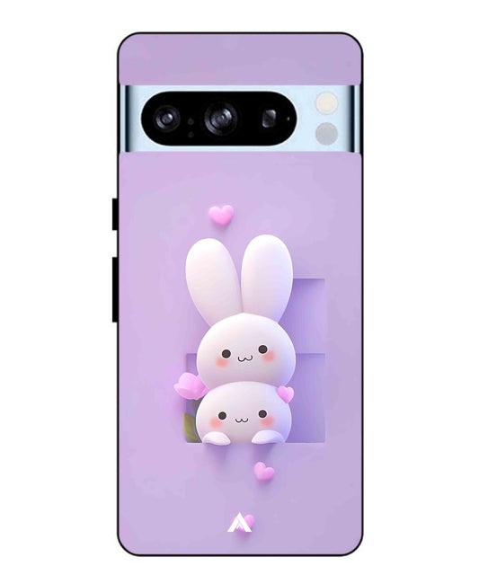 Purple Bunnies Metal Back Cover Phone Case for Pixel 8 Pro