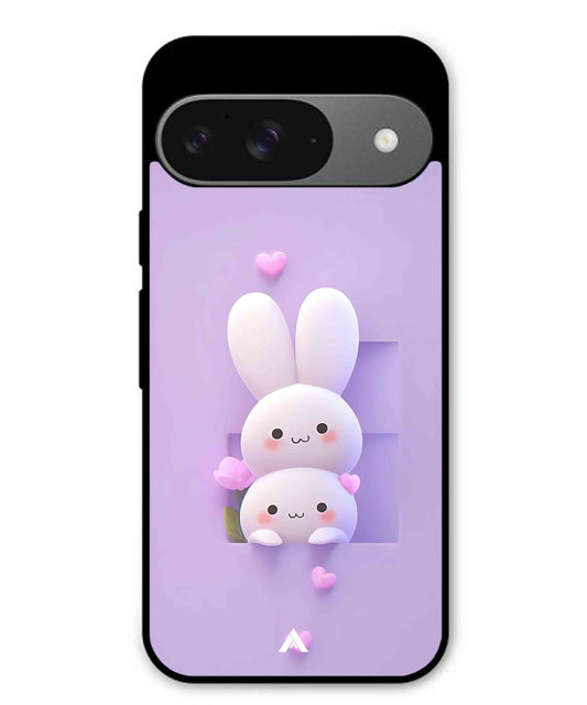 Purple Bunnies Metal Back Cover Phone Case for Pixel 9