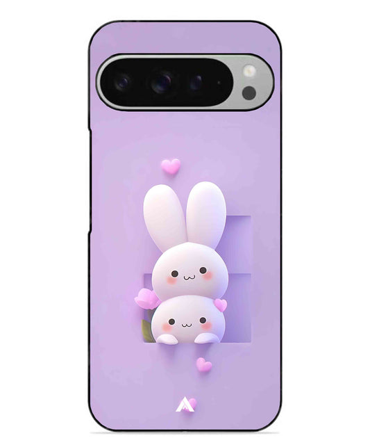 Purple Bunnies Metal Back Cover Phone Case for Pixel 9 Pro