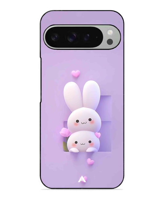 Purple Bunnies Metal Back Cover Phone Case for Pixel 9 Pro XL