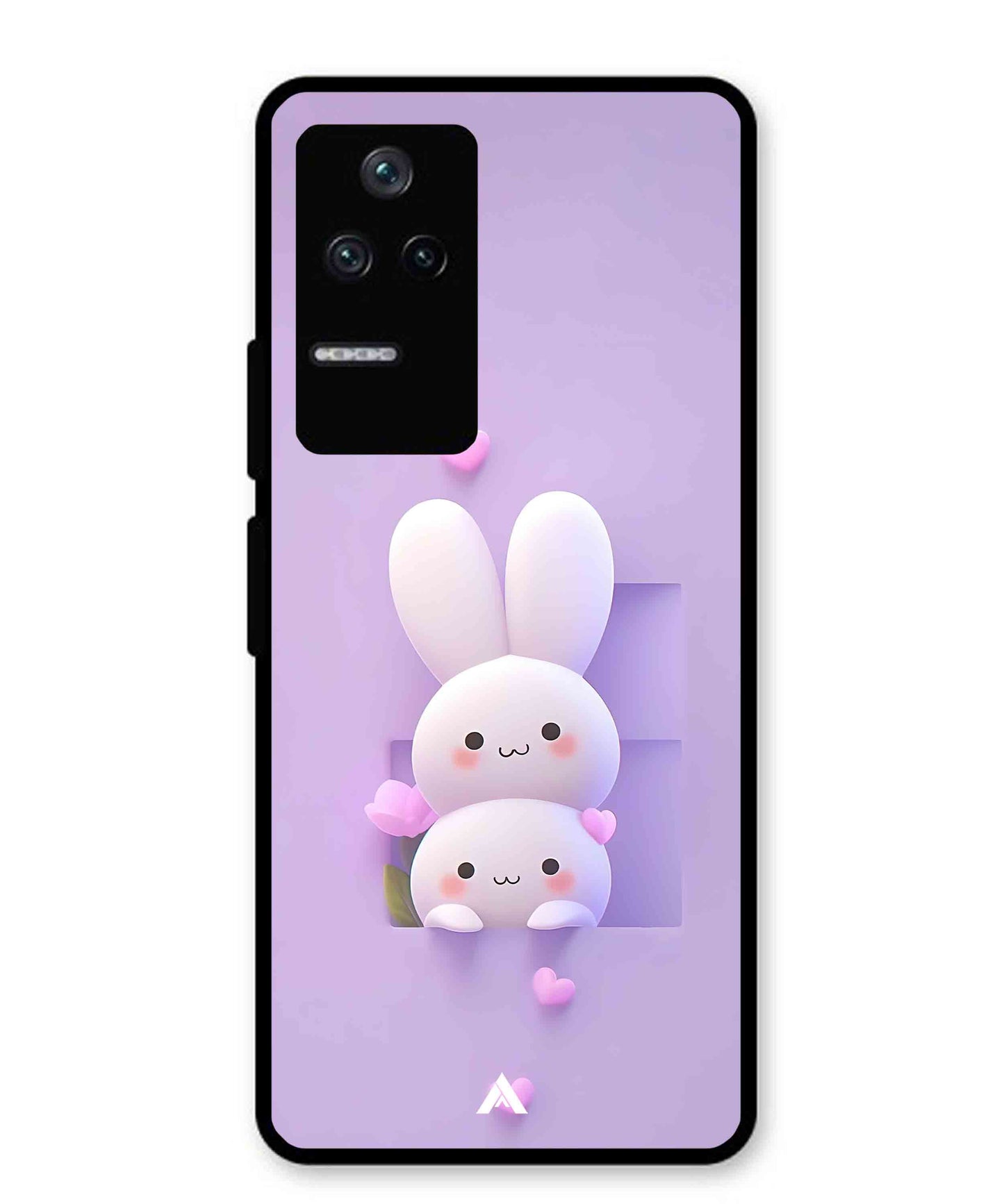 Purple Bunnies Metal Back Cover Phone Case for Poco F4