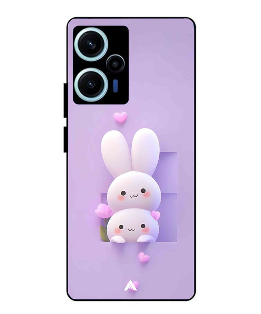 Purple Bunnies Metal Back Cover Phone Case for Poco F5