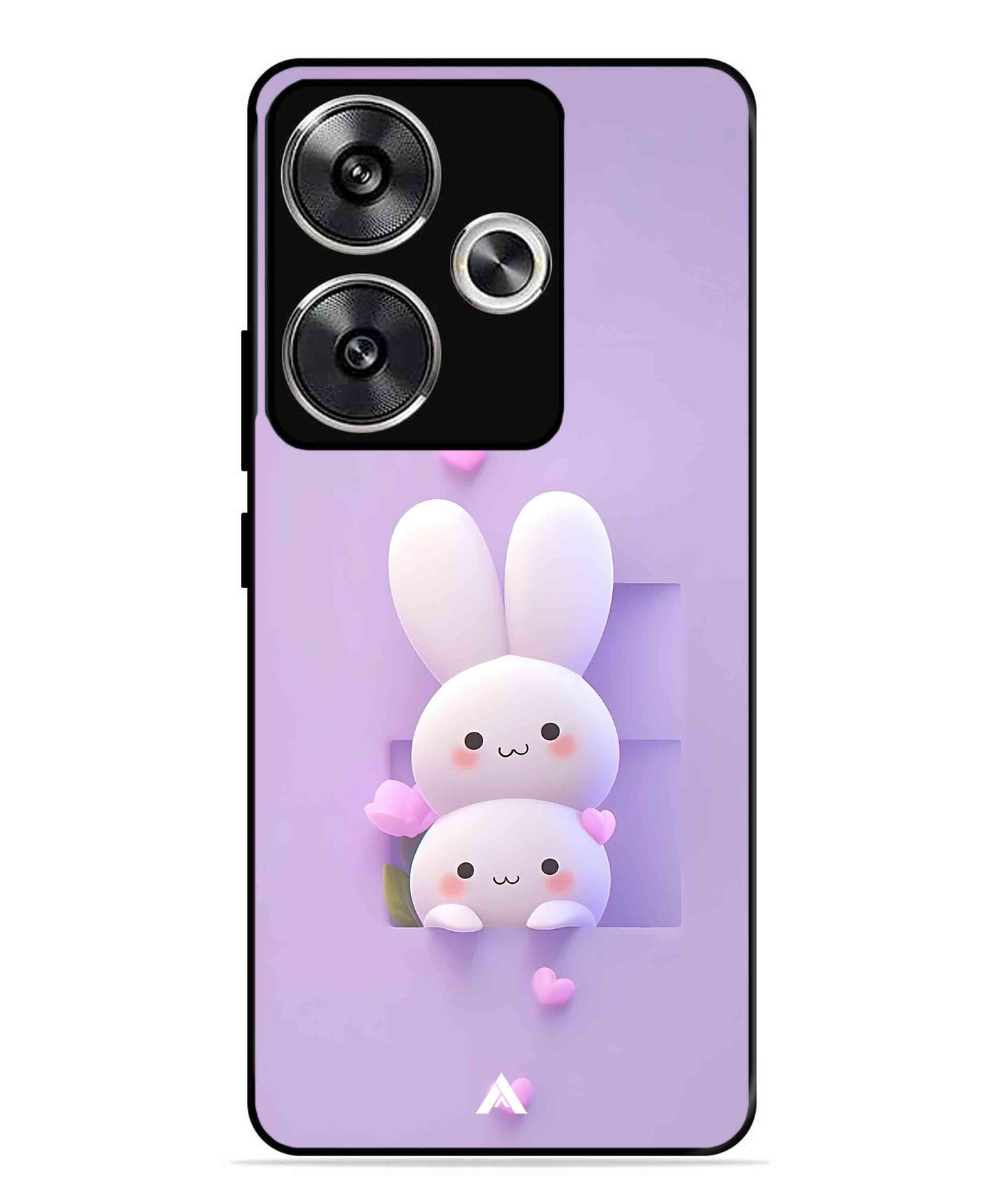 Purple Bunnies Metal Back Cover Phone Case for Poco F6