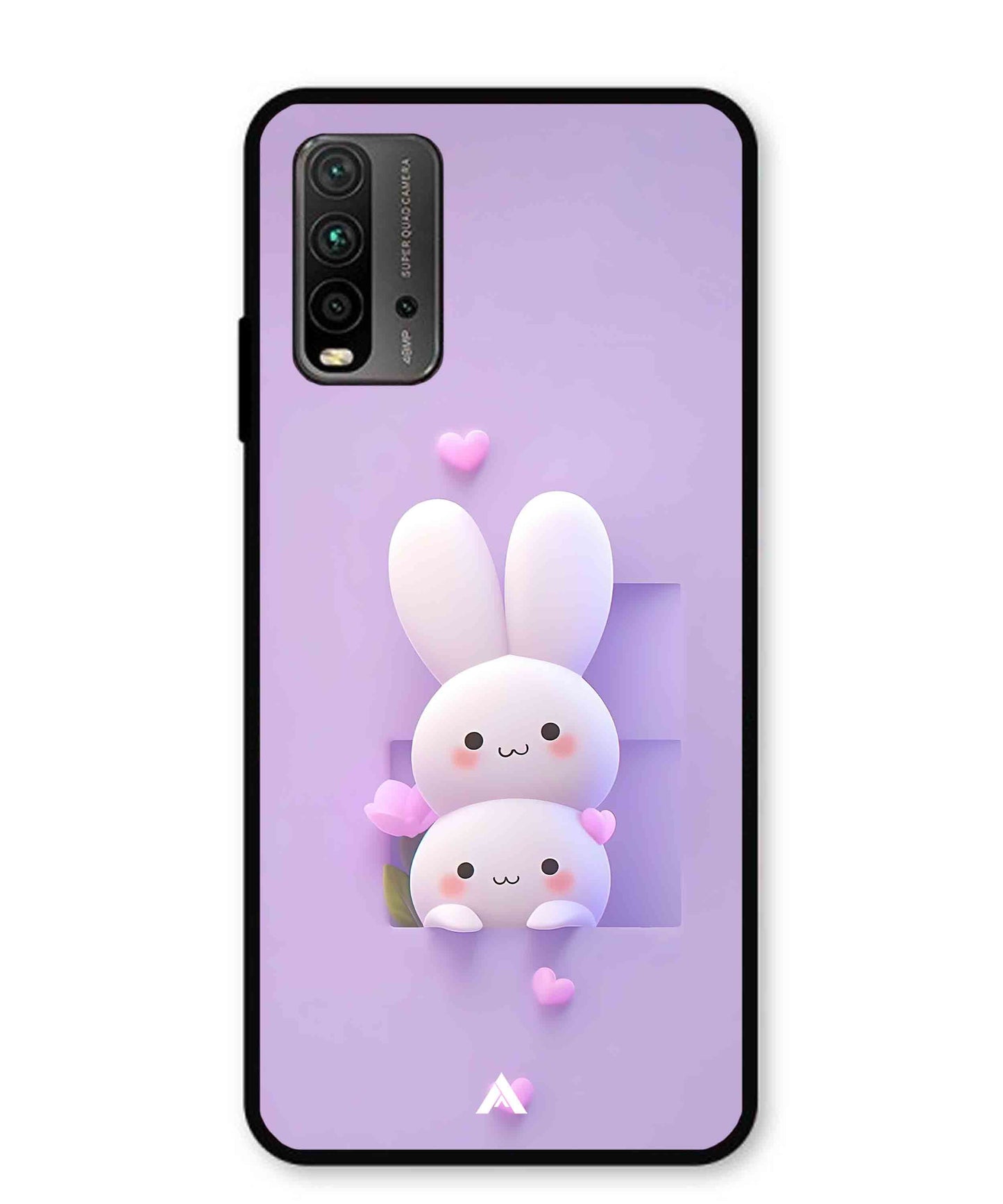 Purple Bunnies Metal Back Cover Phone Case for Poco M3