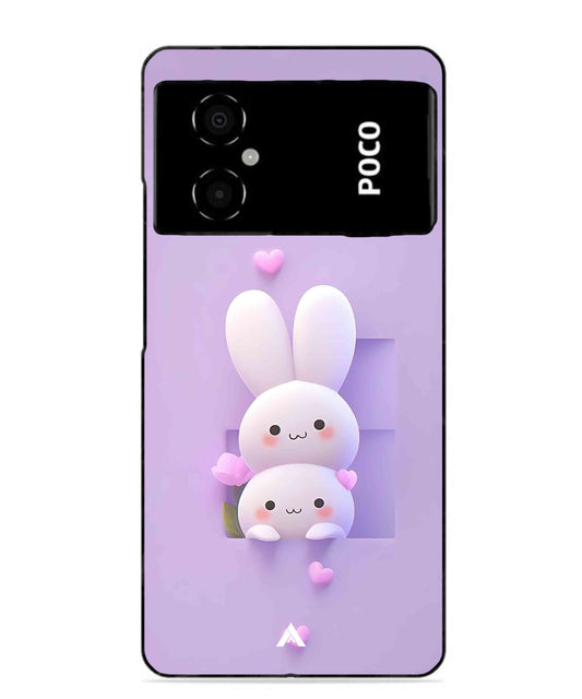 Purple Bunnies Metal Back Cover Phone Case for Poco M4 5G