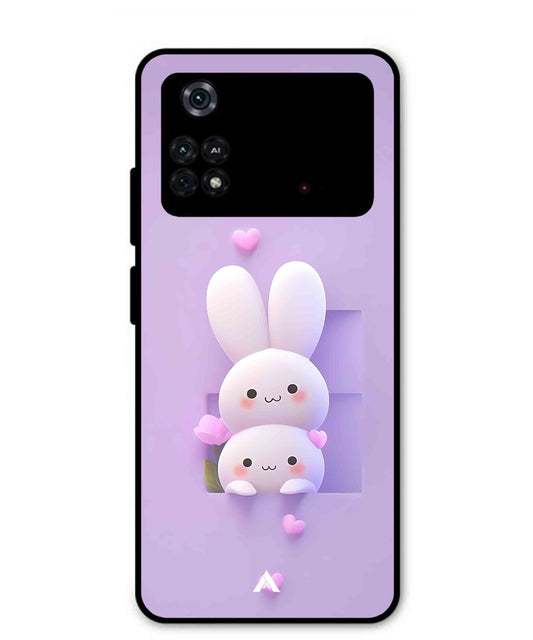 Purple Bunnies Metal Back Cover Phone Case for Poco M4 Pro 4G