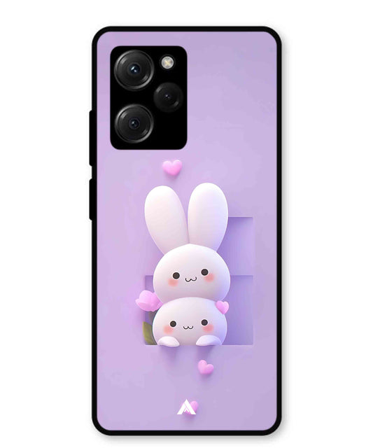 Purple Bunnies Metal Back Cover Phone Case for Poco X5 Pro