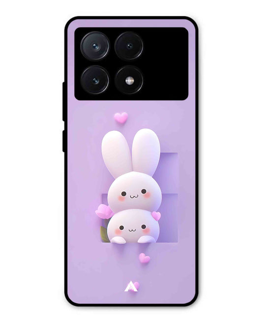 Purple Bunnies Metal Back Cover Phone Case for Poco X6 Pro