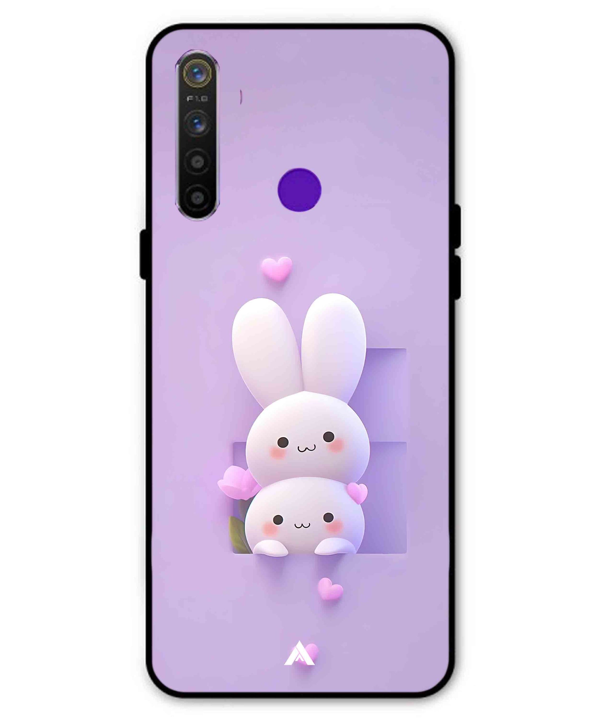 Purple Bunnies Metal Back Cover Phone Case for Realme 5
