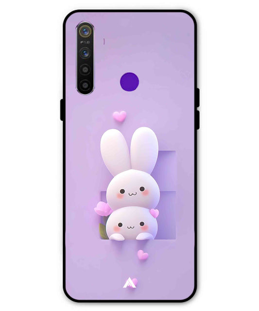 Purple Bunnies Metal Back Cover Phone Case for Realme 5s