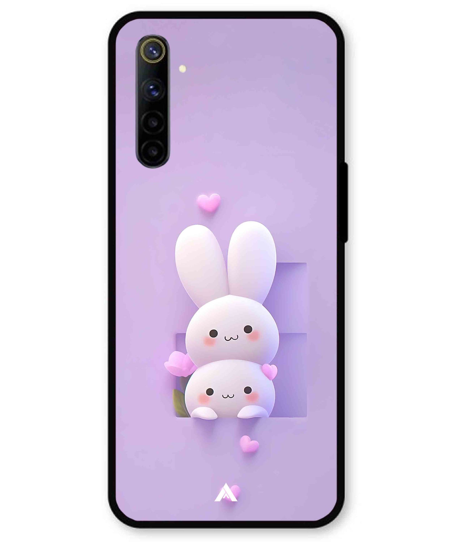 Purple Bunnies Metal Back Cover Phone Case for Realme 6