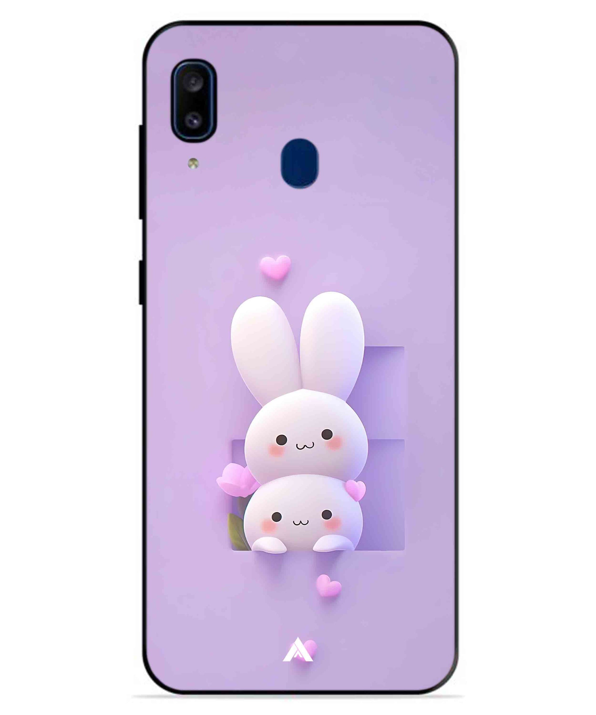 Purple Bunnies Metal Back Cover Phone Case for Samsung Galaxy A20
