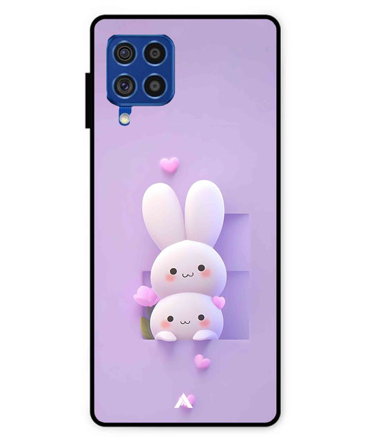 Purple Bunnies Metal Back Cover Phone Case for Samsung Galaxy F62