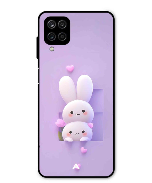 Purple Bunnies Metal Back Cover Phone Case for Samsung Galaxy M12