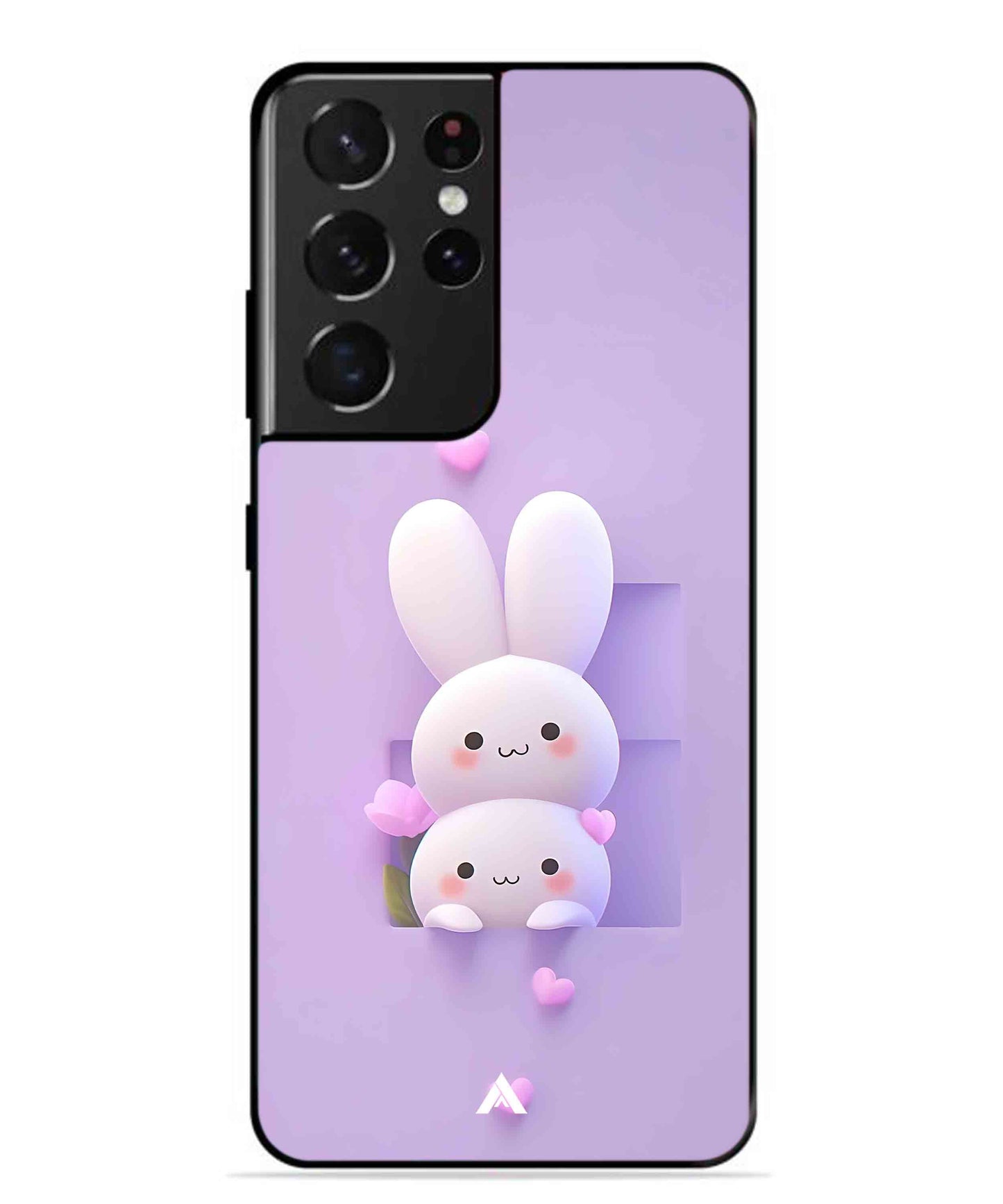Purple Bunnies Metal Back Cover Phone Case for Samsung Galaxy S21 Ultra
