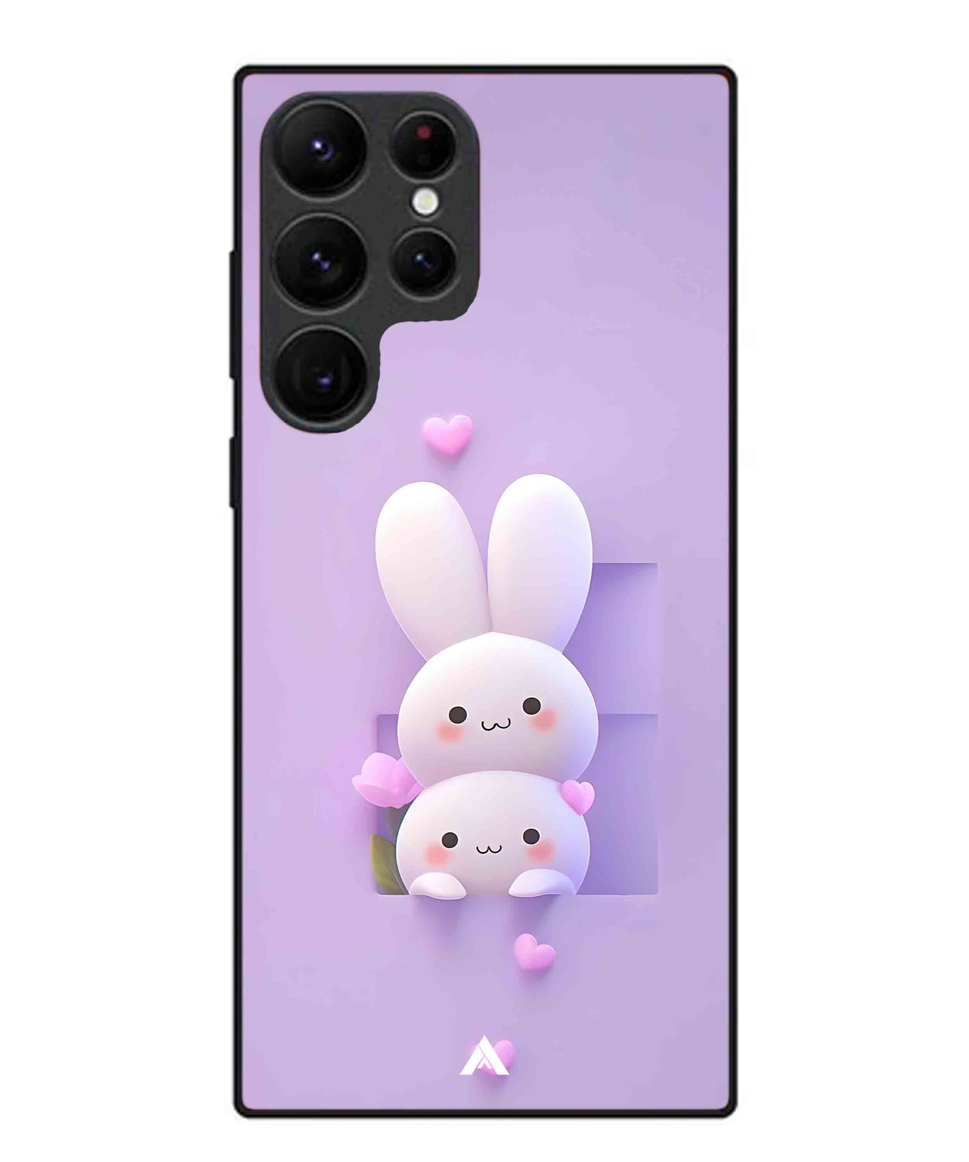 Purple Bunnies Metal Back Cover Phone Case for Samsung Galaxy S22 Ultra
