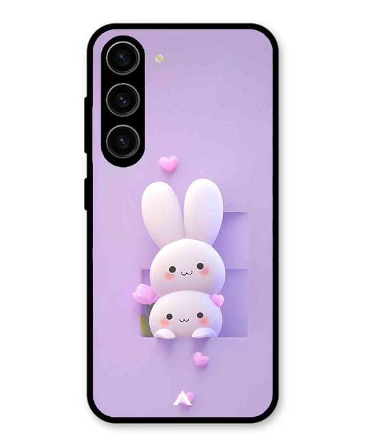 Purple Bunnies Metal Back Cover Phone Case for Samsung Galaxy S23