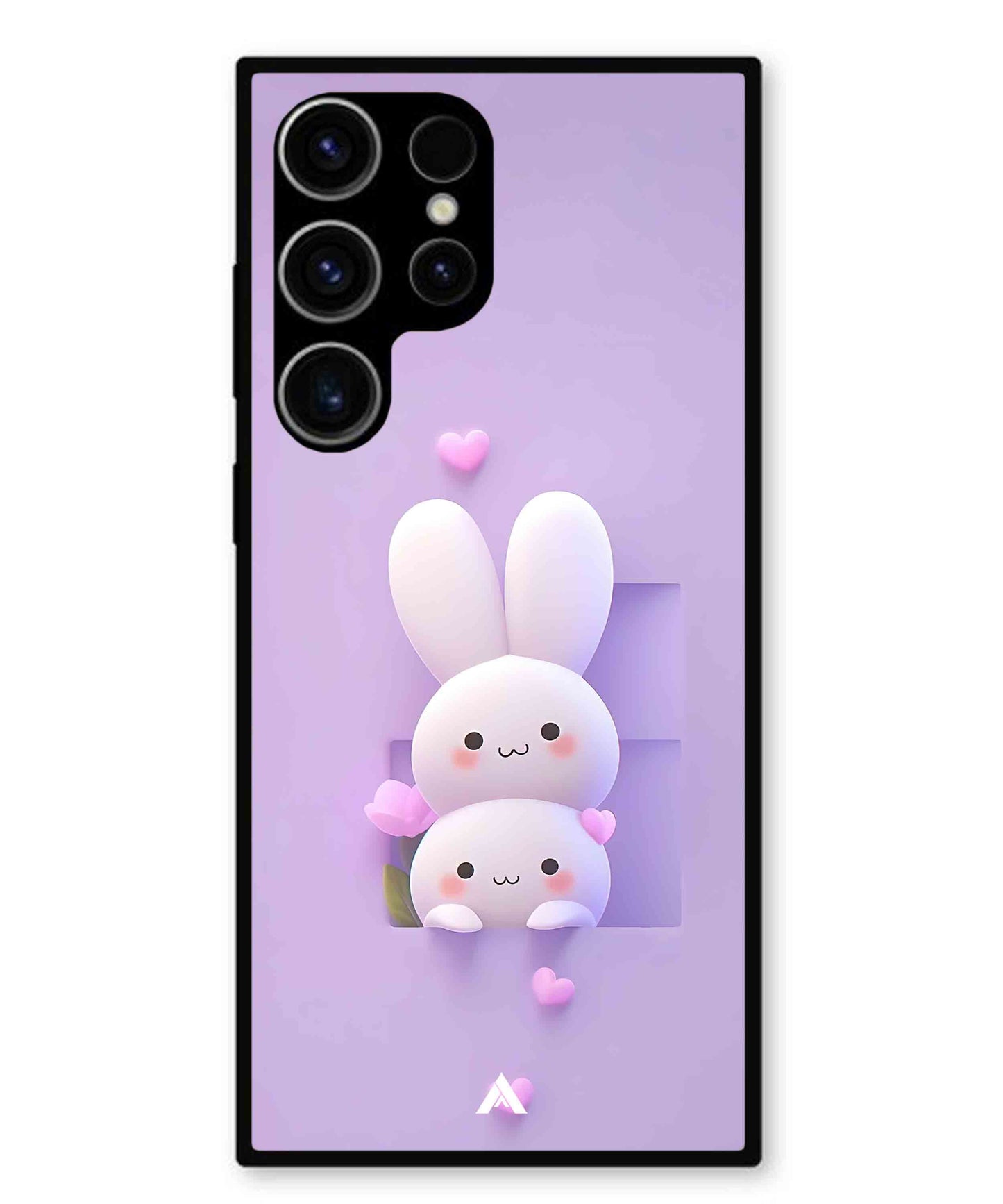 Purple Bunnies Metal Back Cover Phone Case for Samsung Galaxy S23 Ultra
