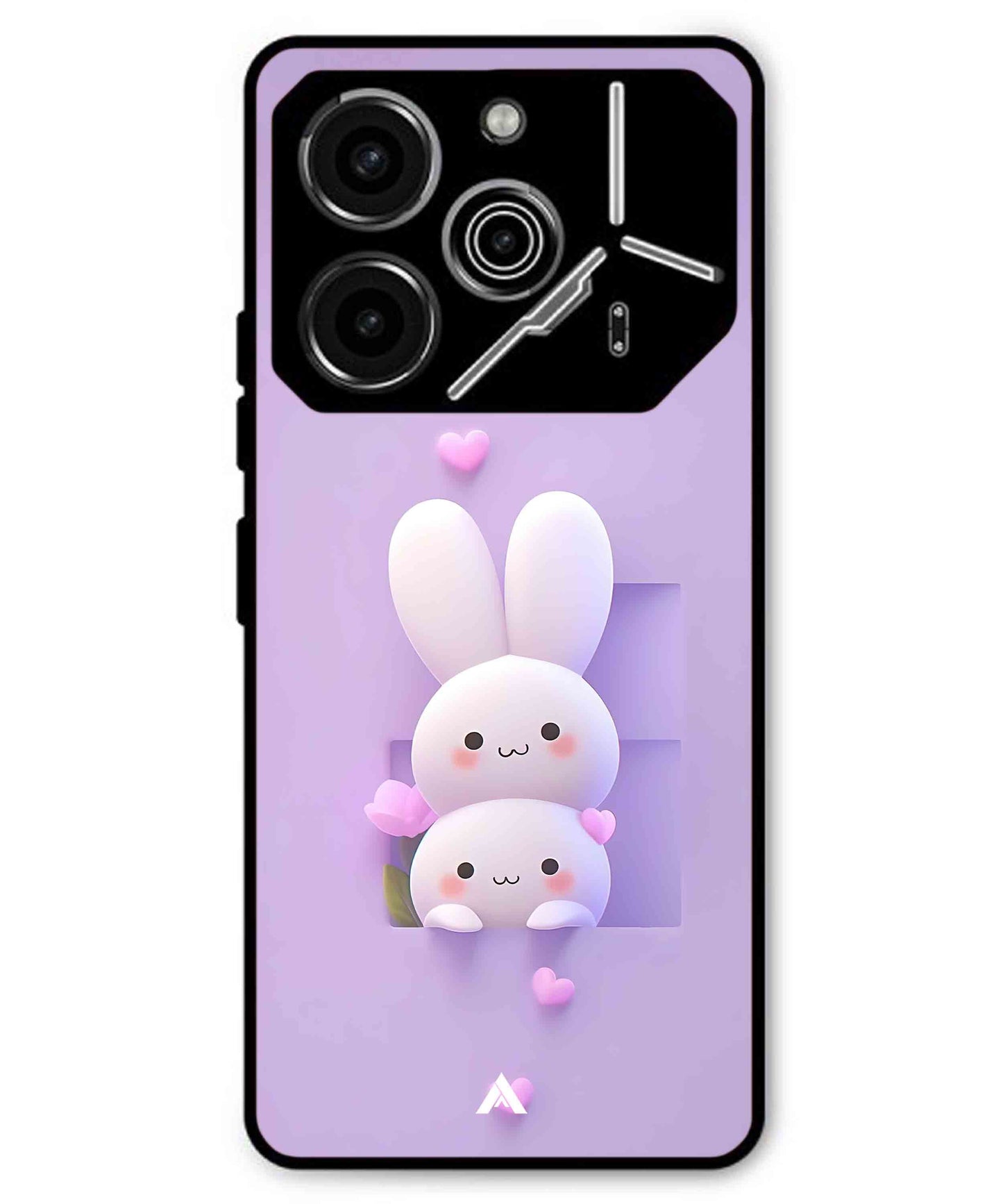 Purple Bunnies Metal Back Cover Phone Case for Tecno Pova 6