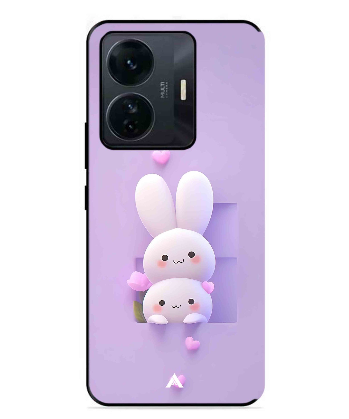 Purple Bunnies Metal Back Cover Phone Case for Vivo T1 Pro