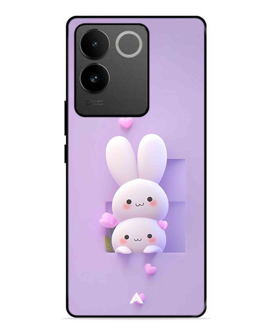 Purple Bunnies Metal Back Cover Phone Case for Vivo T2 Pro