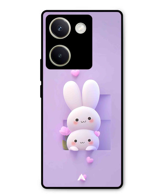 Purple Bunnies Metal Back Cover Phone Case for Vivo Y200 Pro