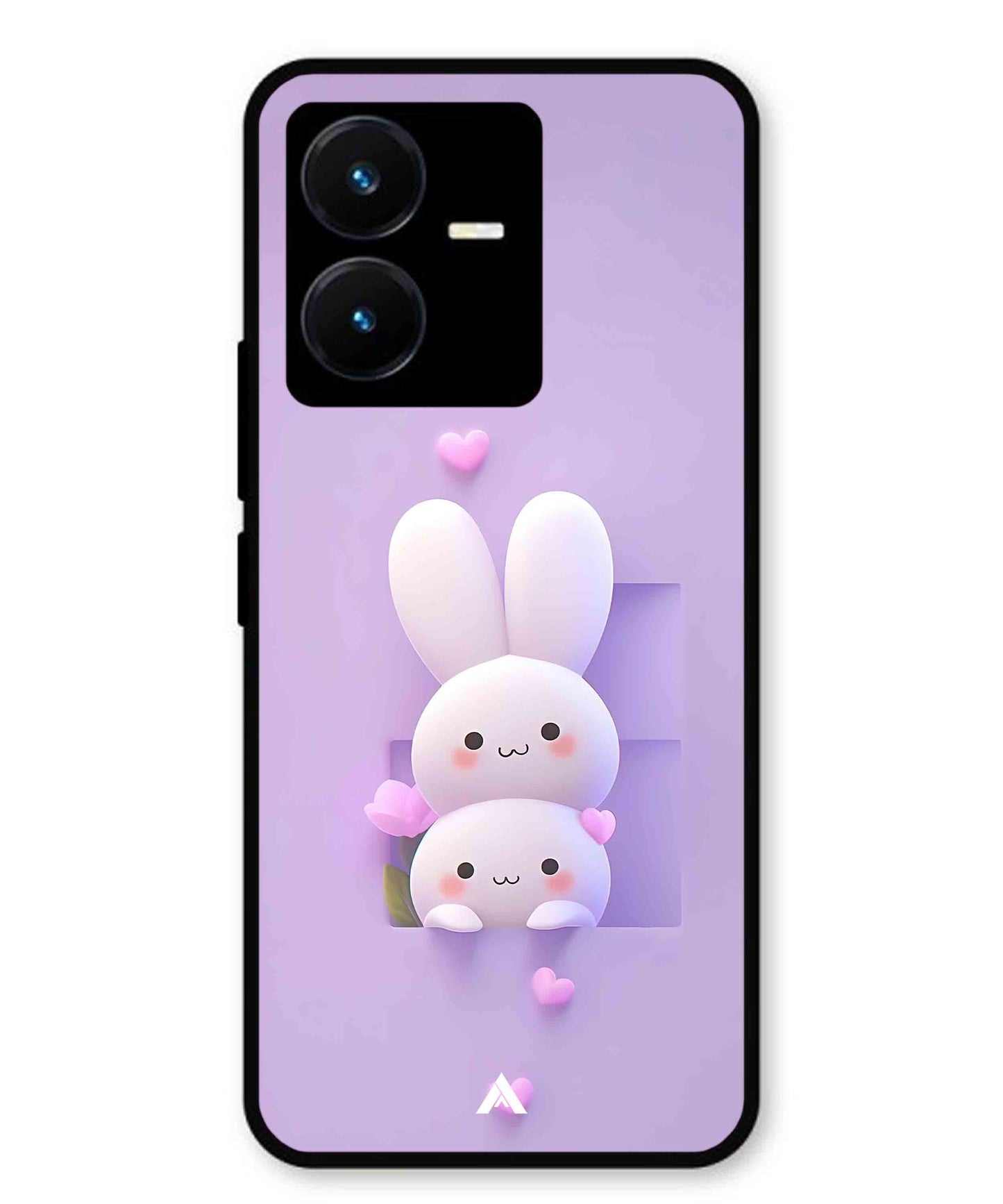 Purple Bunnies Metal Back Cover Phone Case for Vivo Y22