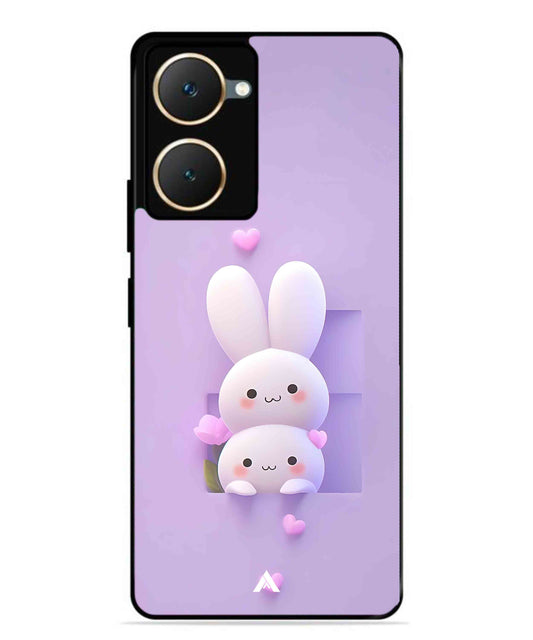 Purple Bunnies Metal Back Cover Phone Case for Vivo Y28s