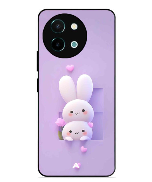 Purple Bunnies Metal Back Cover Phone Case for Vivo Y38