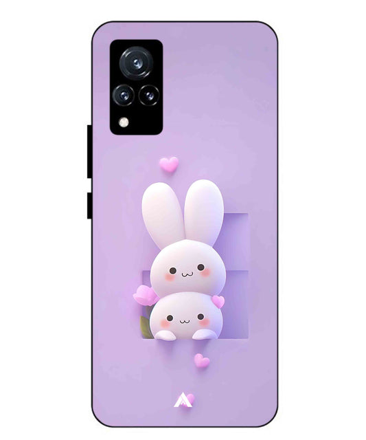 Purple Bunnies Metal Back Cover Phone Case for Vivo v21