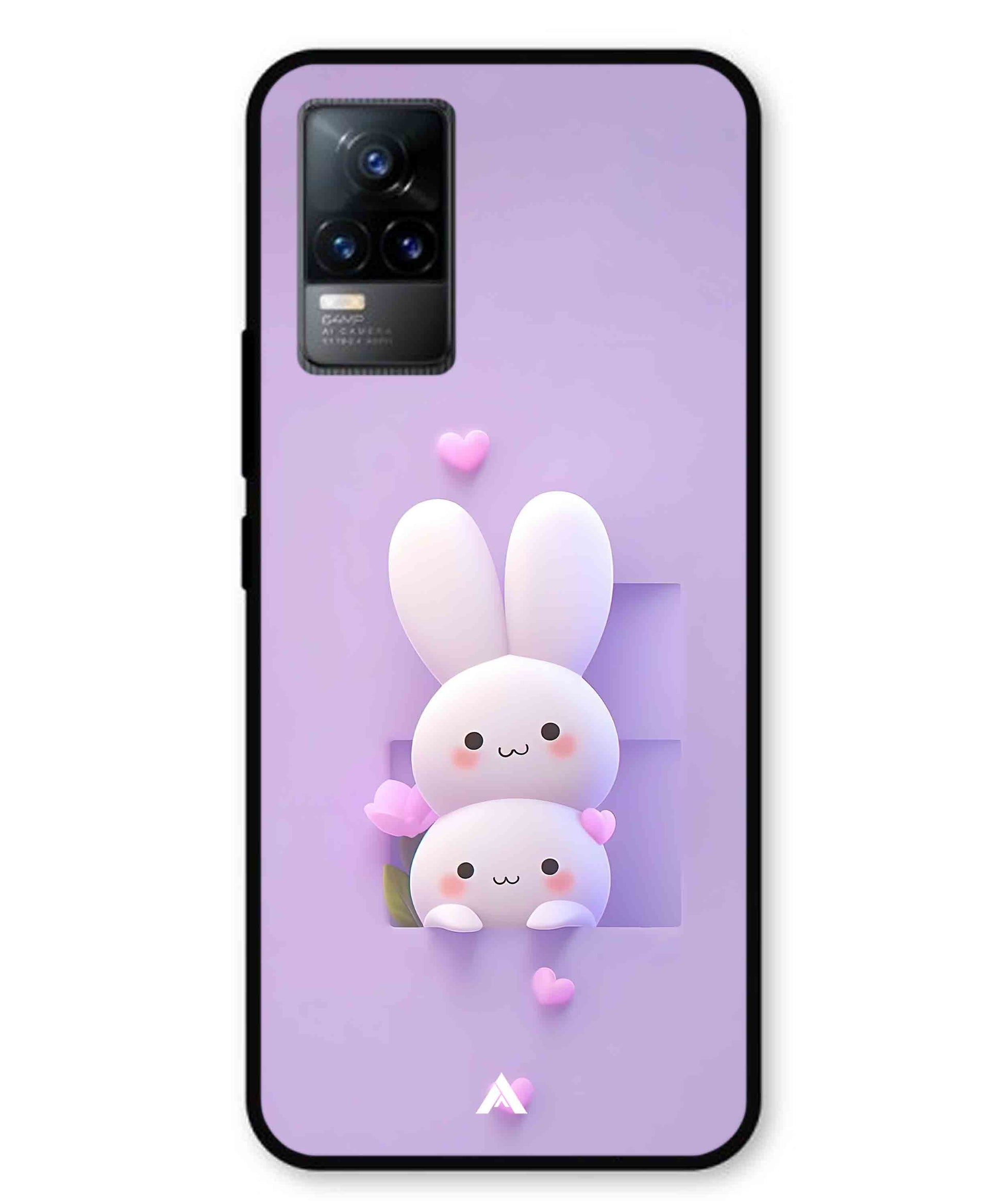 Purple Bunnies Metal Back Cover Phone Case for Vivo v21e 4G