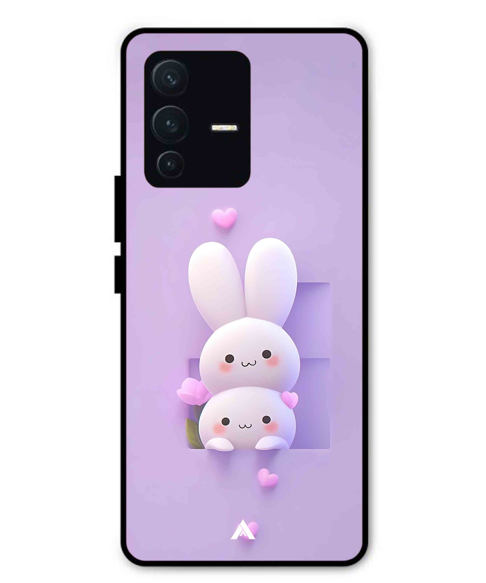 Purple Bunnies Metal Back Cover Phone Case for Vivo v23 Pro