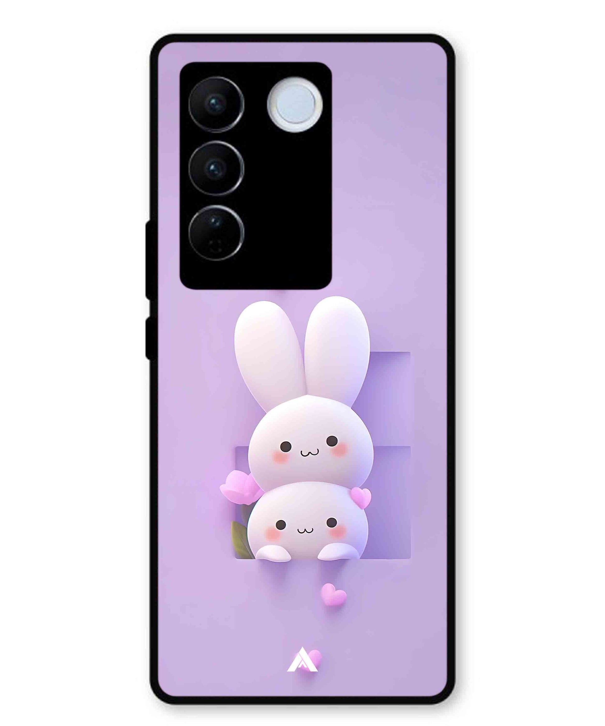 Purple Bunnies Metal Back Cover Phone Case for Vivo v27