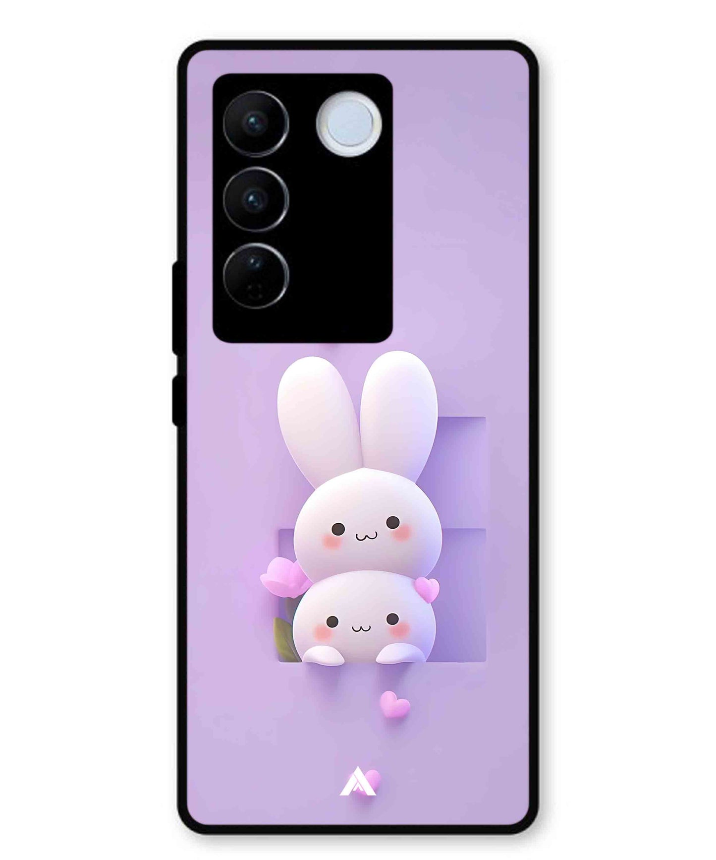 Purple Bunnies Metal Back Cover Phone Case for Vivo v27e