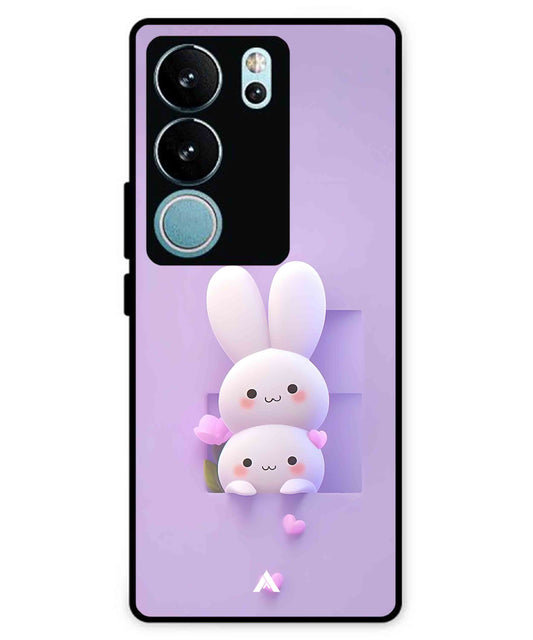 Purple Bunnies Metal Back Cover Phone Case for Vivo v29
